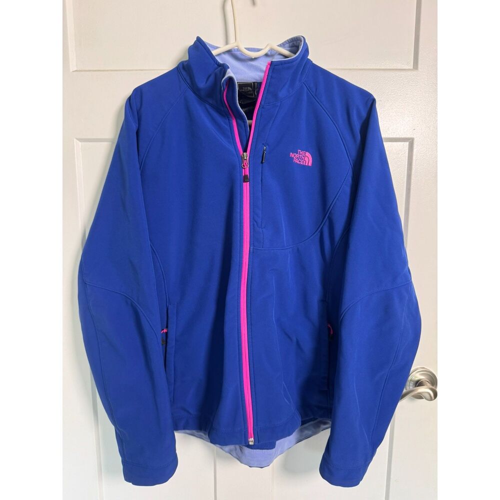 The North Face Women's XXL Blue Softshell Jacket Pink Full Zip Fleece Lined Coat